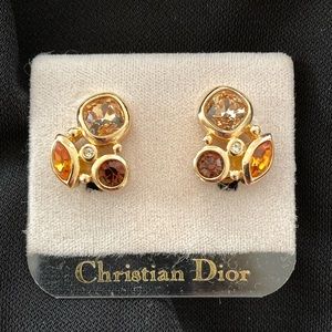 Christian Dior clip amber earrings. Beautiful! NWT. Classic for any type dress.